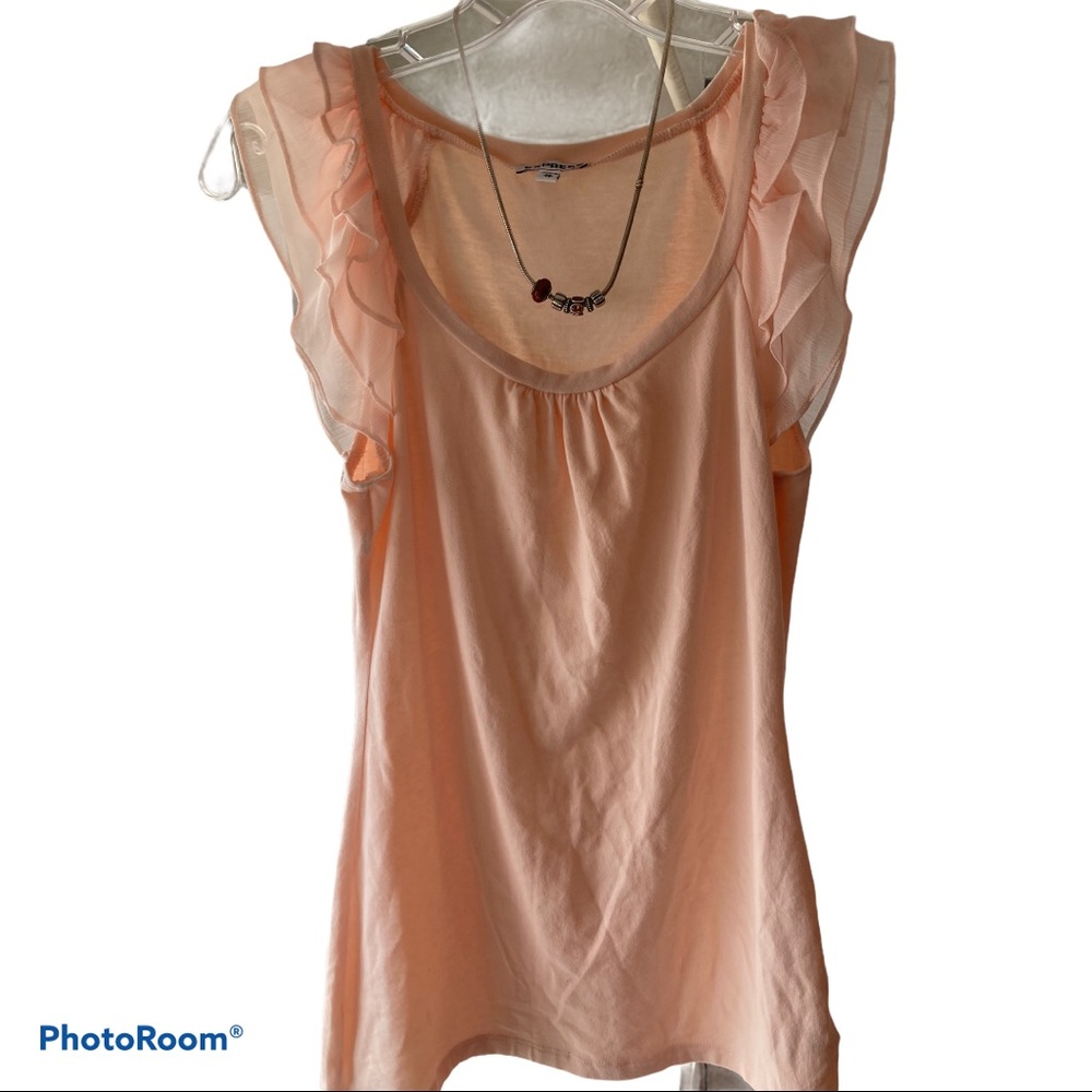 Express peach color ruffle short sleeve top xs